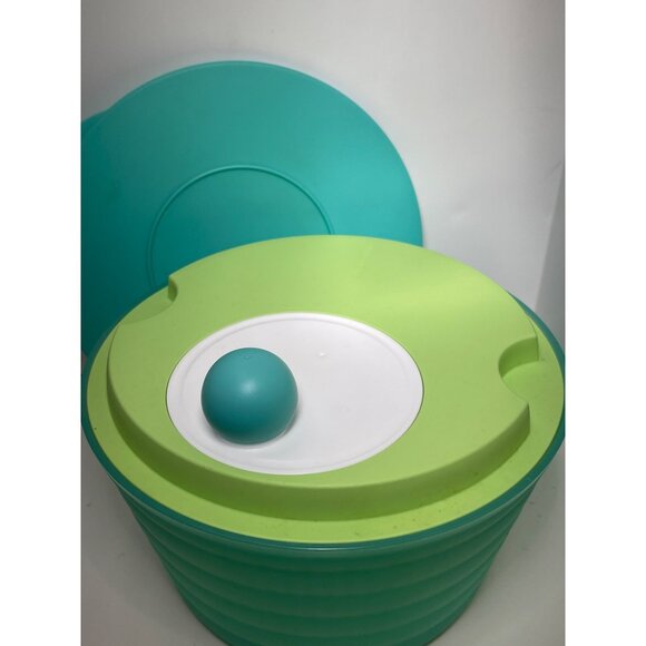 Tupperware Salad Spinner With Lid & Basket Green/Turquoise Plastic - Picture 9 of 9